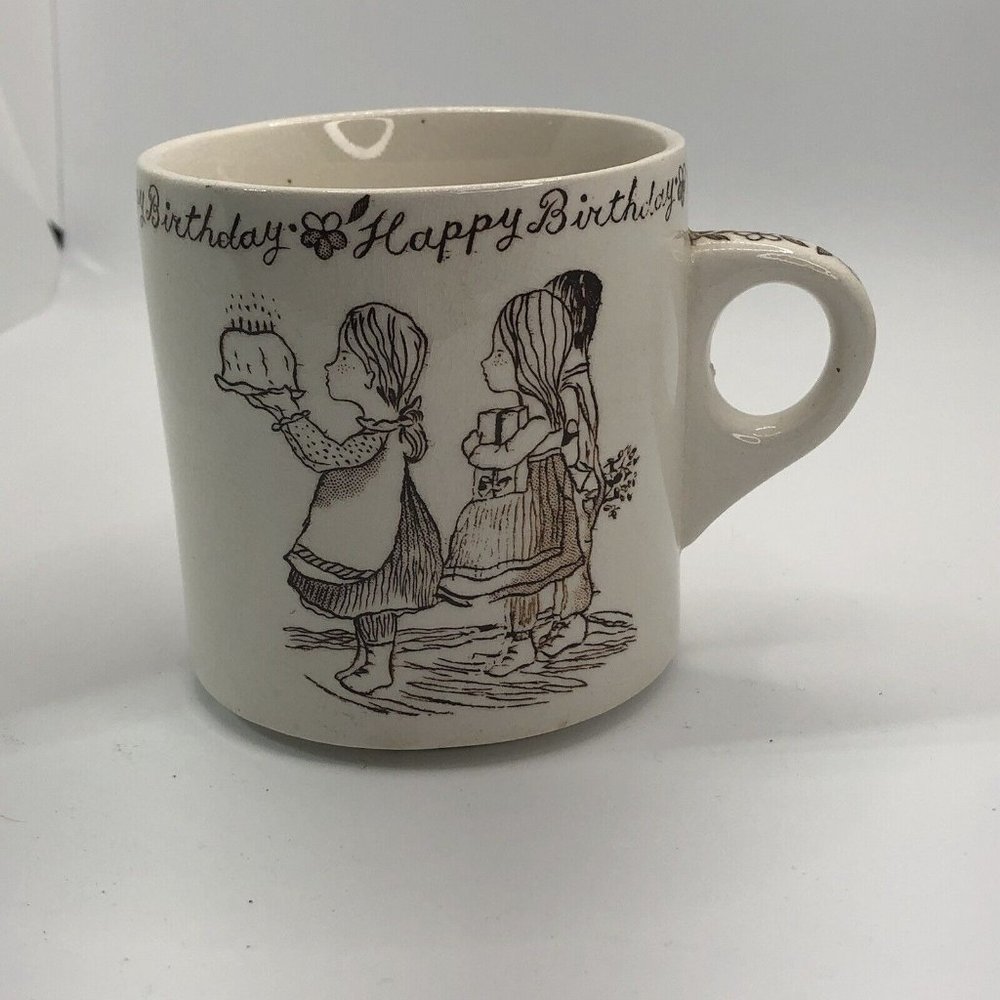 happy birthday coffee mug cup Royal Crownford Straffordshire ironstone